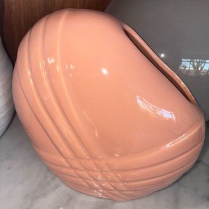 Vintage 80s Mod Angled Peach Ceramic New Wave Vase